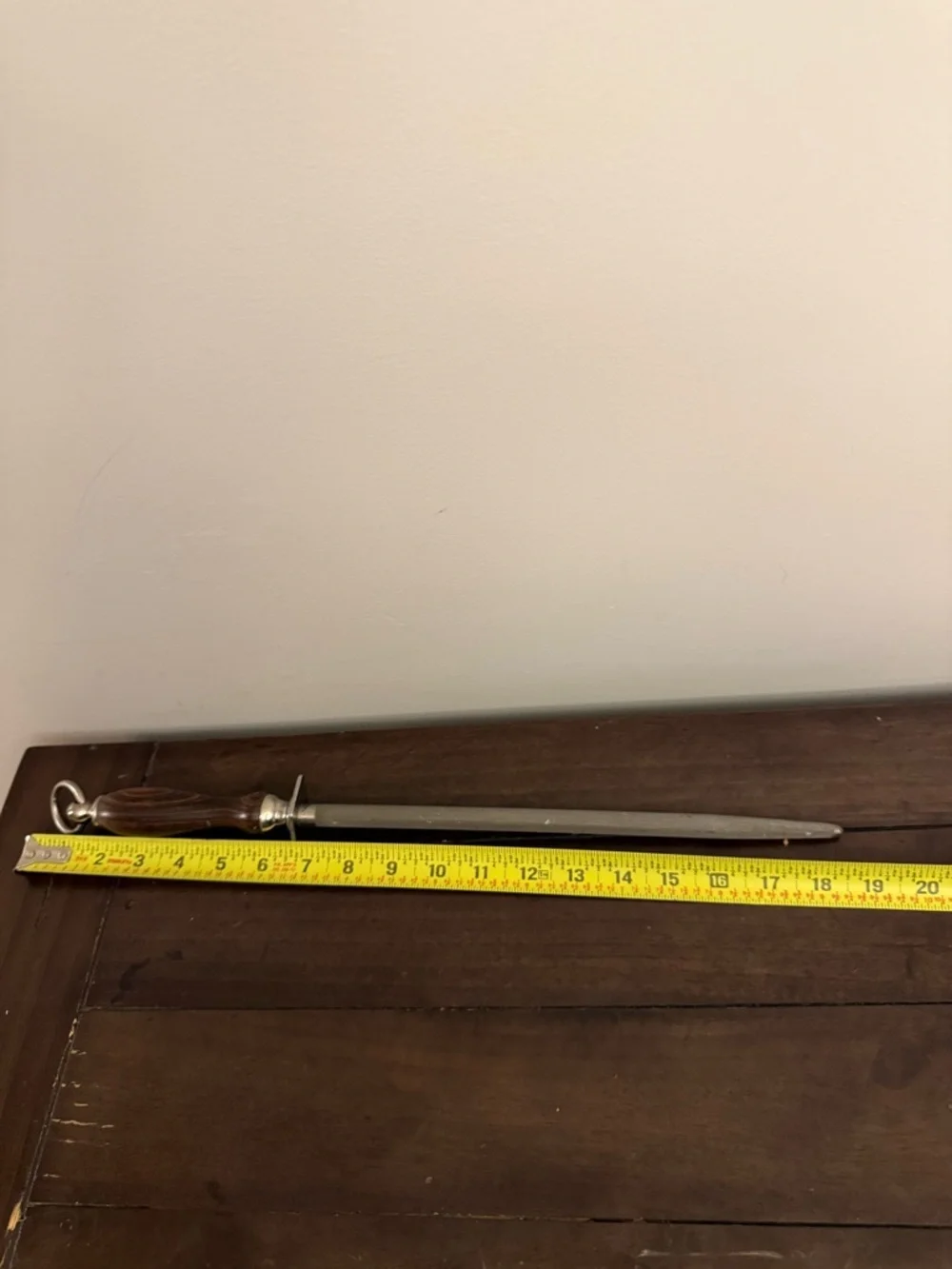 Vintage Dexter Russell Butcher Honing Steel Wood Handle Knife Sharpening Rod